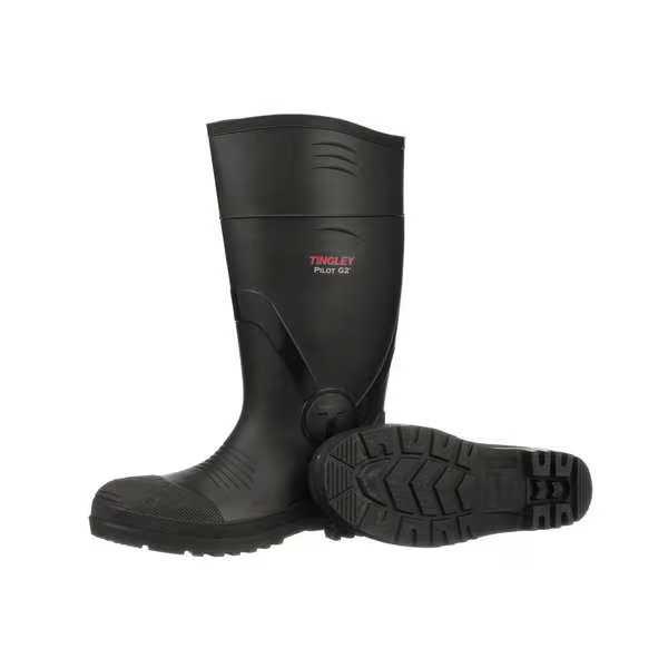 Tingley Men's Pilot G2 Tall Rubber Boots, Plain Toe, Black, 10, PR 31161 Tingley