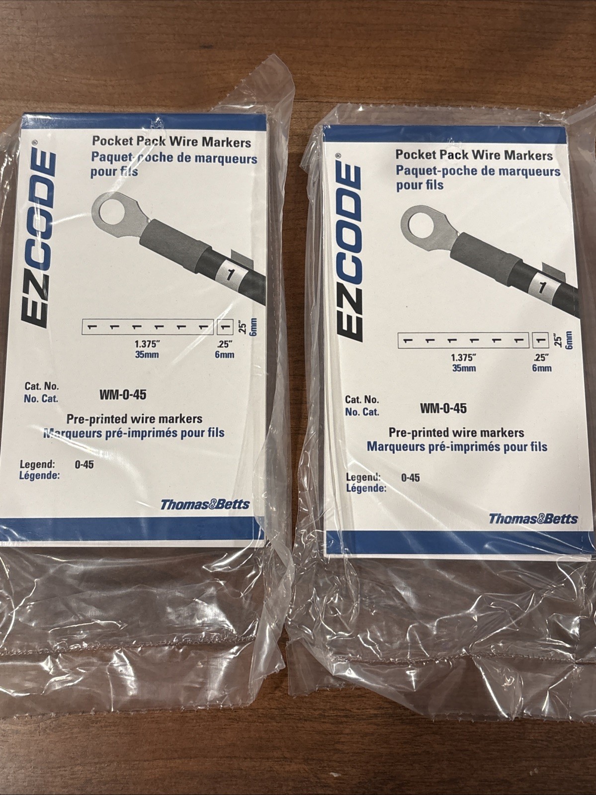Thomas & Betts EZCODE Pocket Pack Wire Markers Book WM-0-45 & 46-90 - New 2-pack