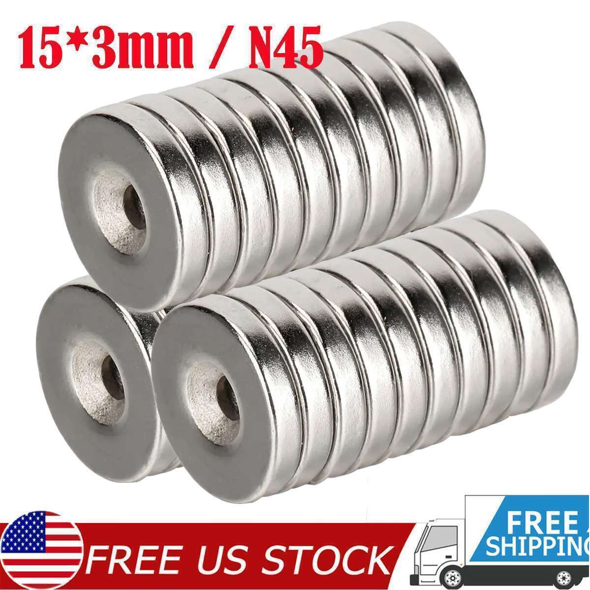 Neodymium Magnets Round Disc N45 Super Strong Rare Earth 15mm X 3mm Lot New
