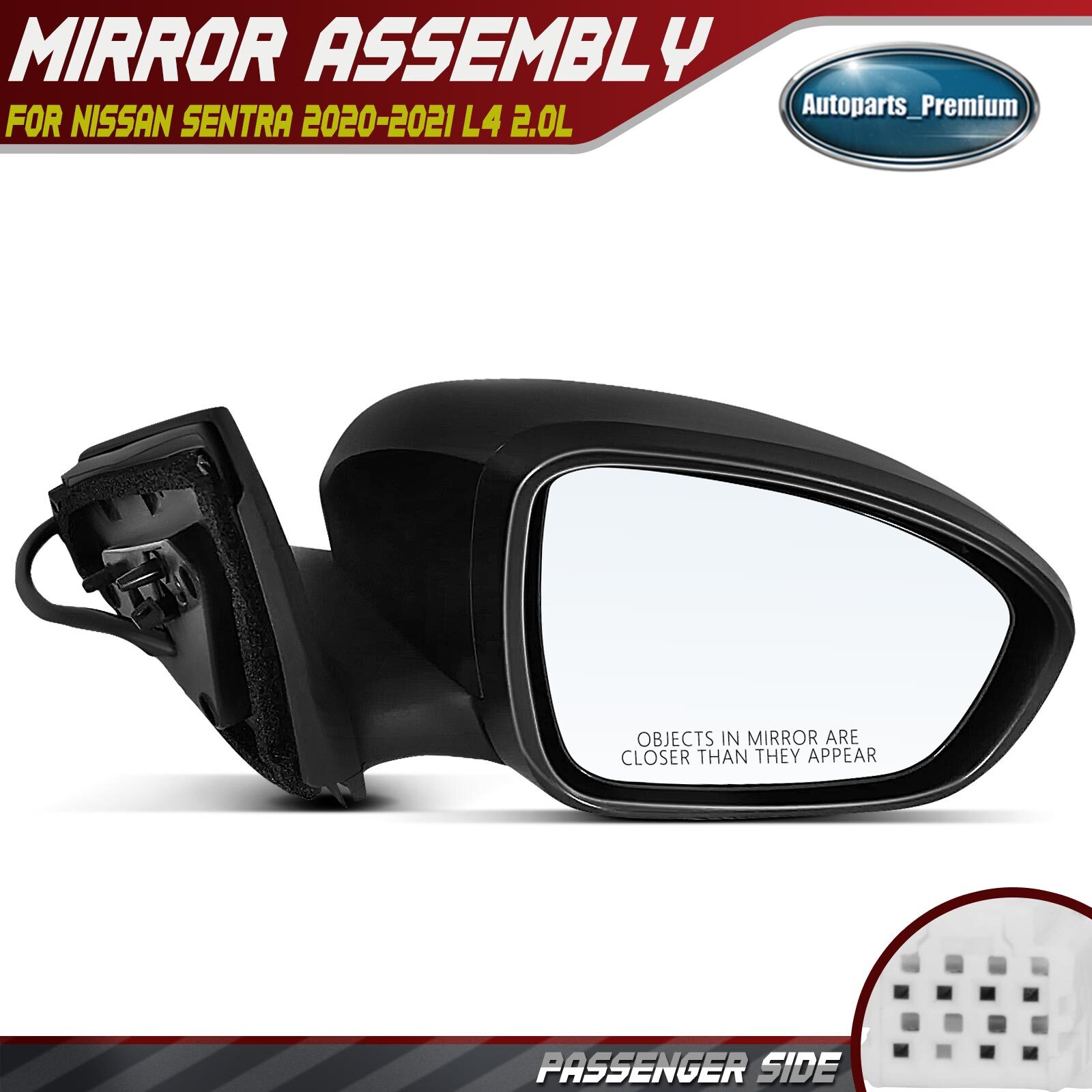 Right Passenger Side Power Mirror with Heated for Nissan Sentra 2020-2021 2.0L