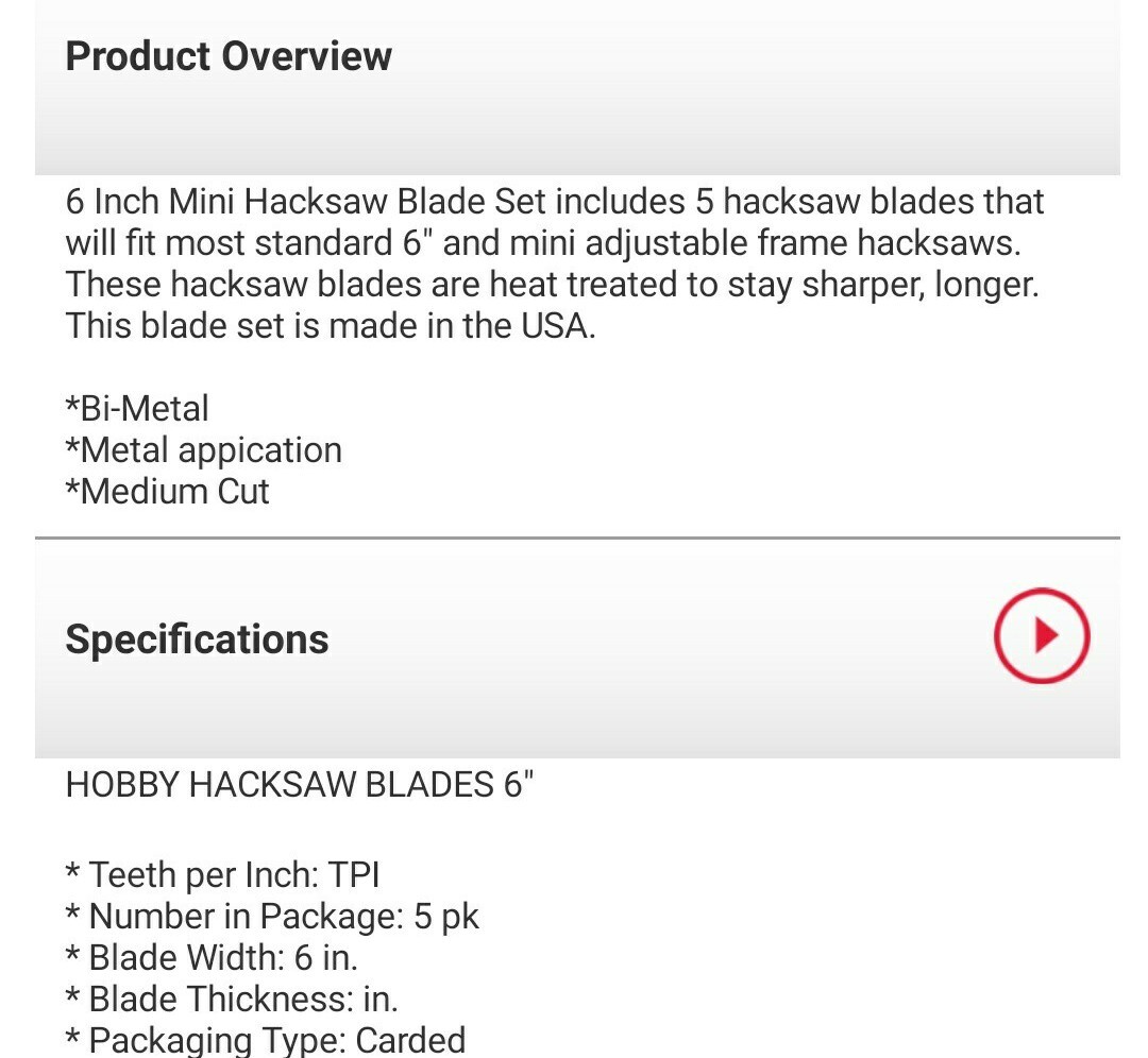 6" Ace Hobby Hacksaw Blade 5-Pack ~ New