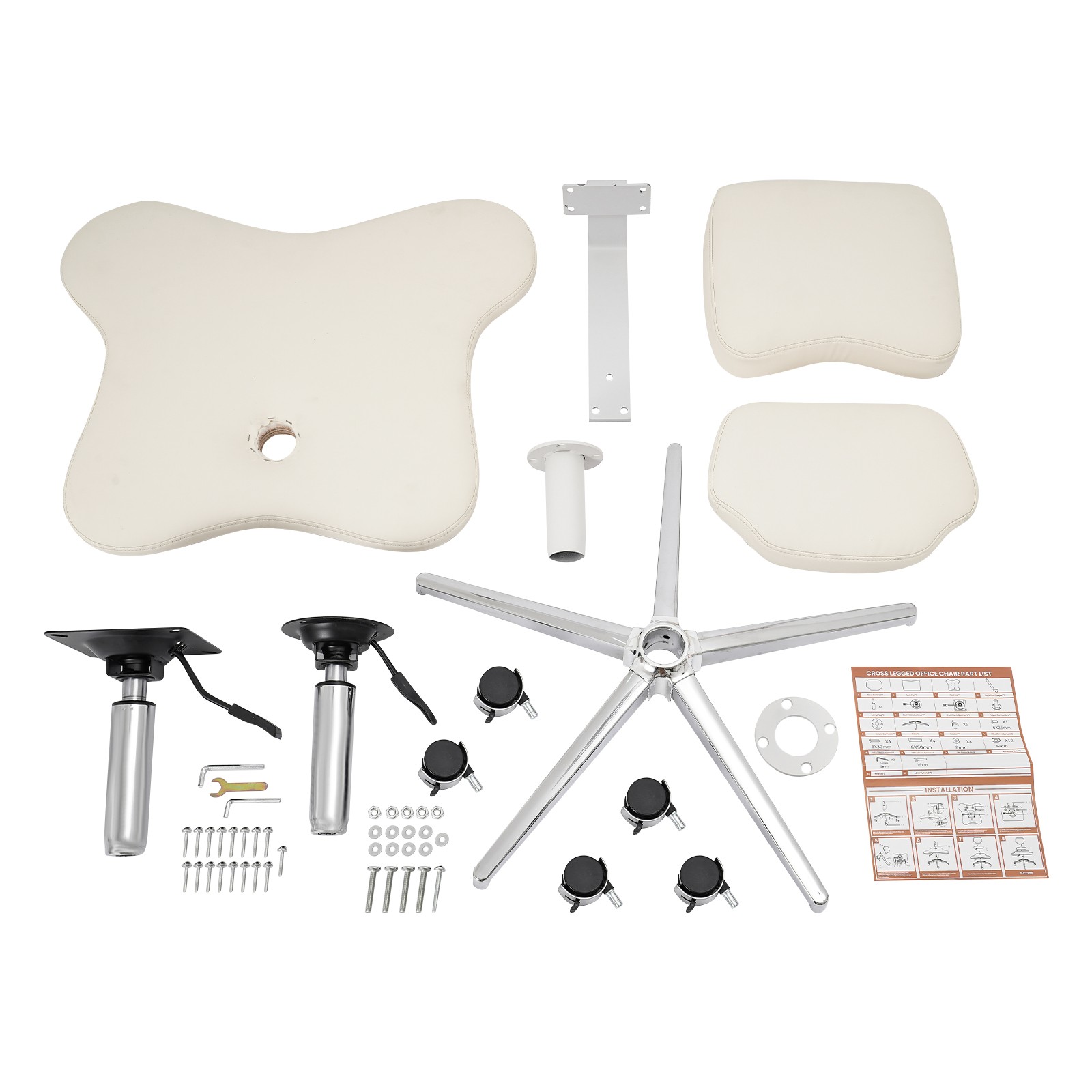 White Cross Legged Office Chair Criss Cross Chair With Wheels Meditation Chair
