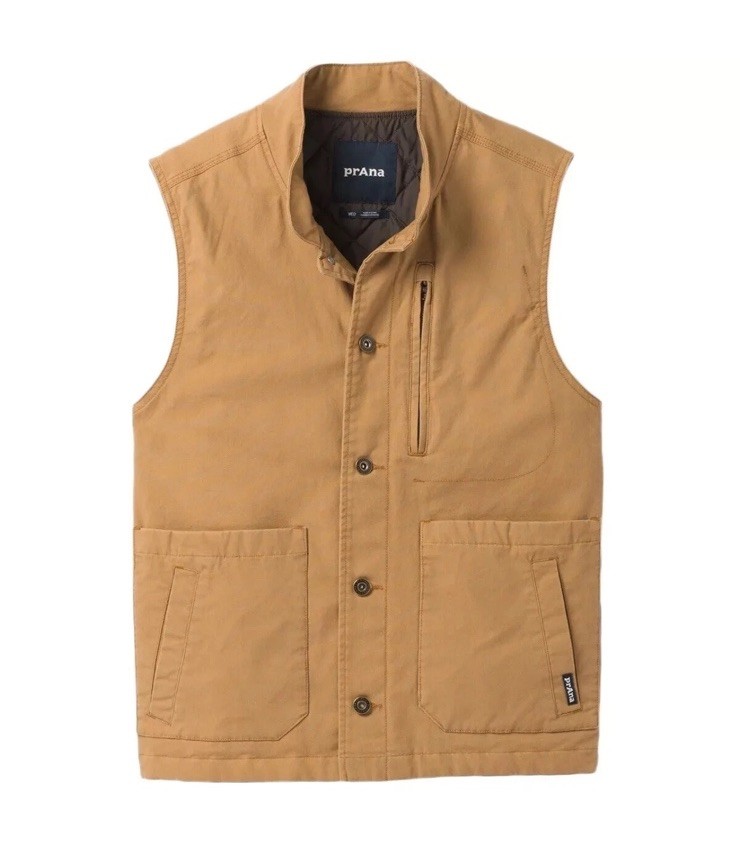 Prana Men’s Trembly Vest in Embark Brown Size Medium Primaloft Stretch Canvas