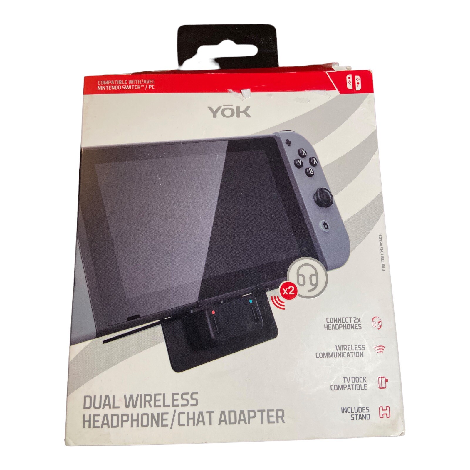 YOK Dual Wireless Headphone / Chat Adapter for Nintendo Switch, OPEN BOX