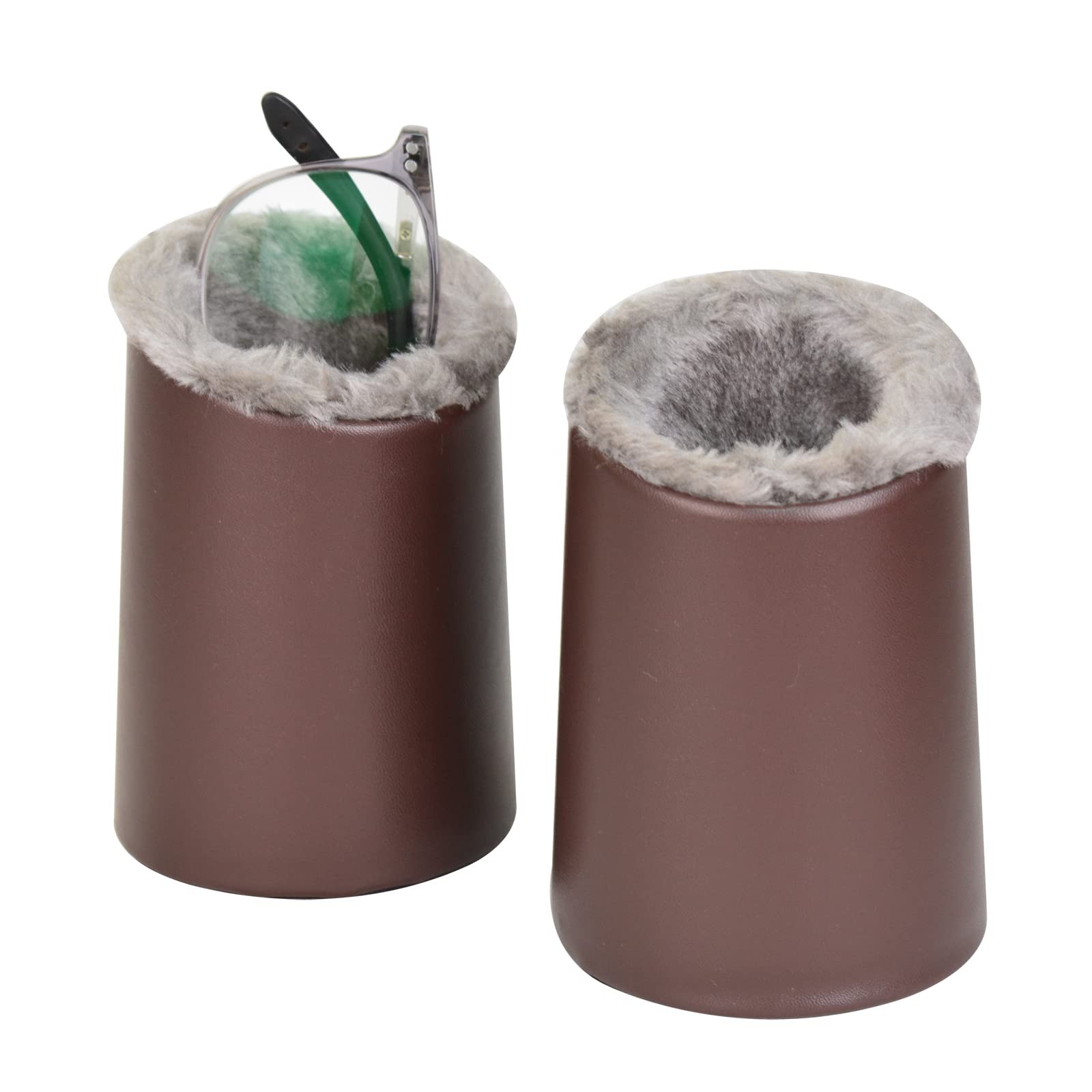 Pack of 2 Plush Lined Eyeglasses Holder Stand Case Glasses Protective Holder ...