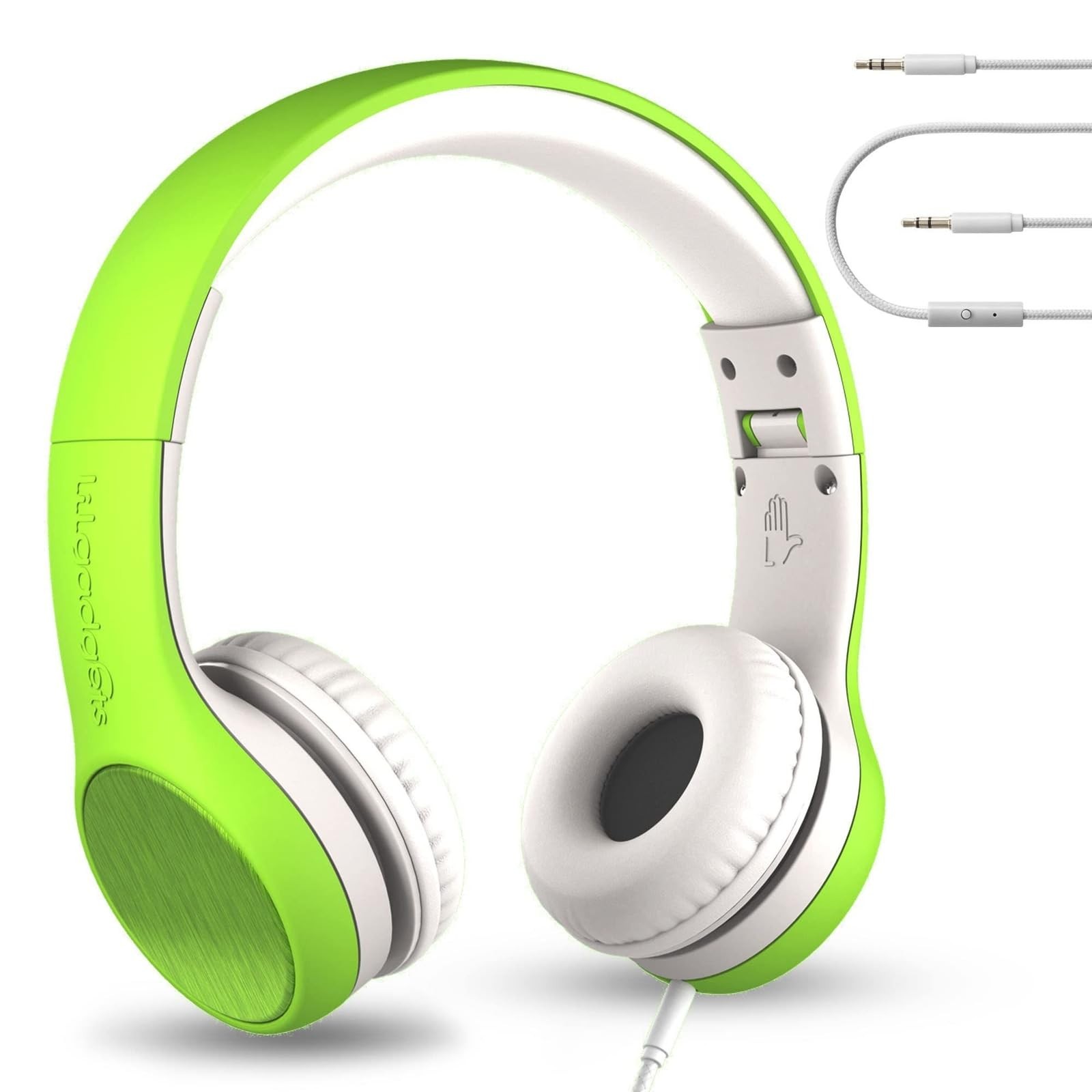 Connect+ Kids OnEar Wired Headphones Mic Volume Limiting SharePort Green