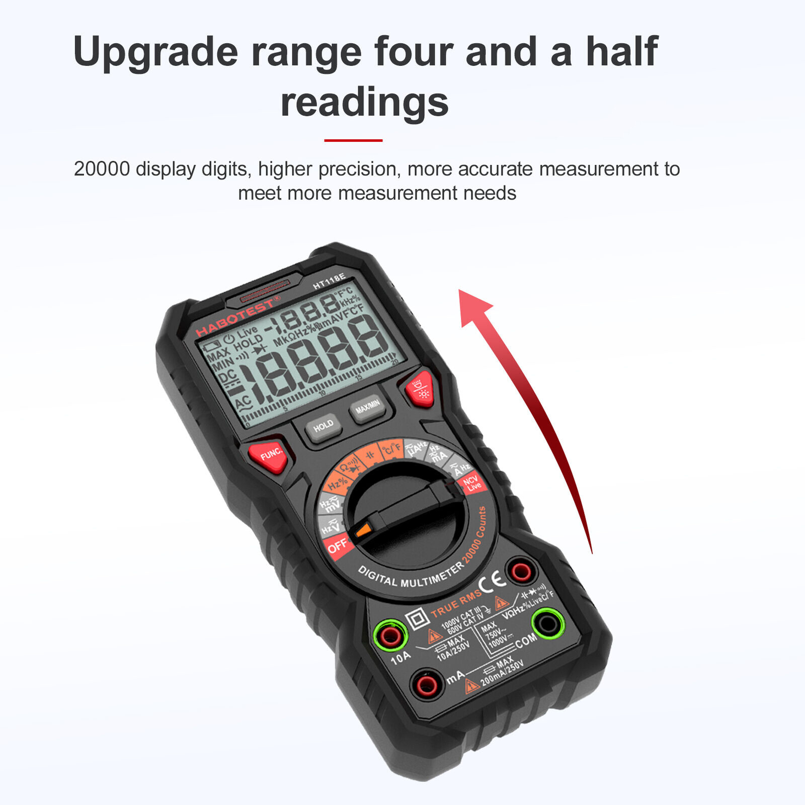 High Precision Digital Multimeter Voltmeter AC DC Ammeter Ohmmeter Meter Tester