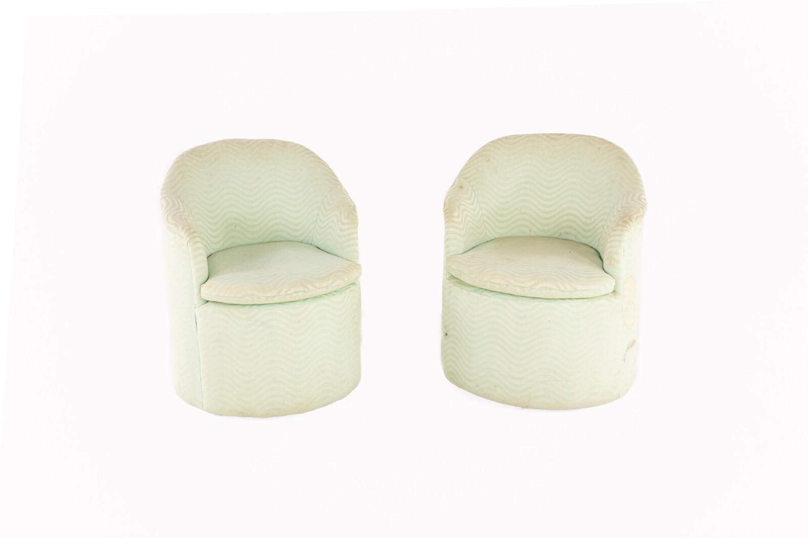Directional Mid Century Barrel Swivel Lounge Chairs
