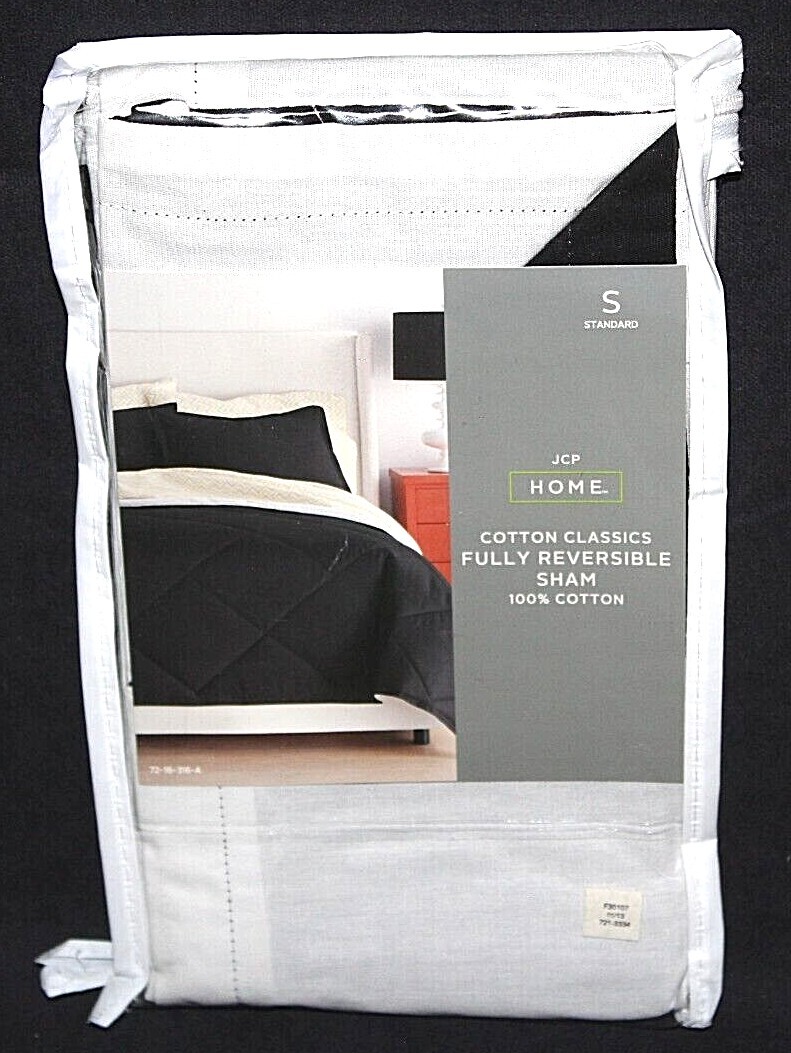JCP Home Standard Cotton Classics Fully Reversible Black/White Pillow Sham