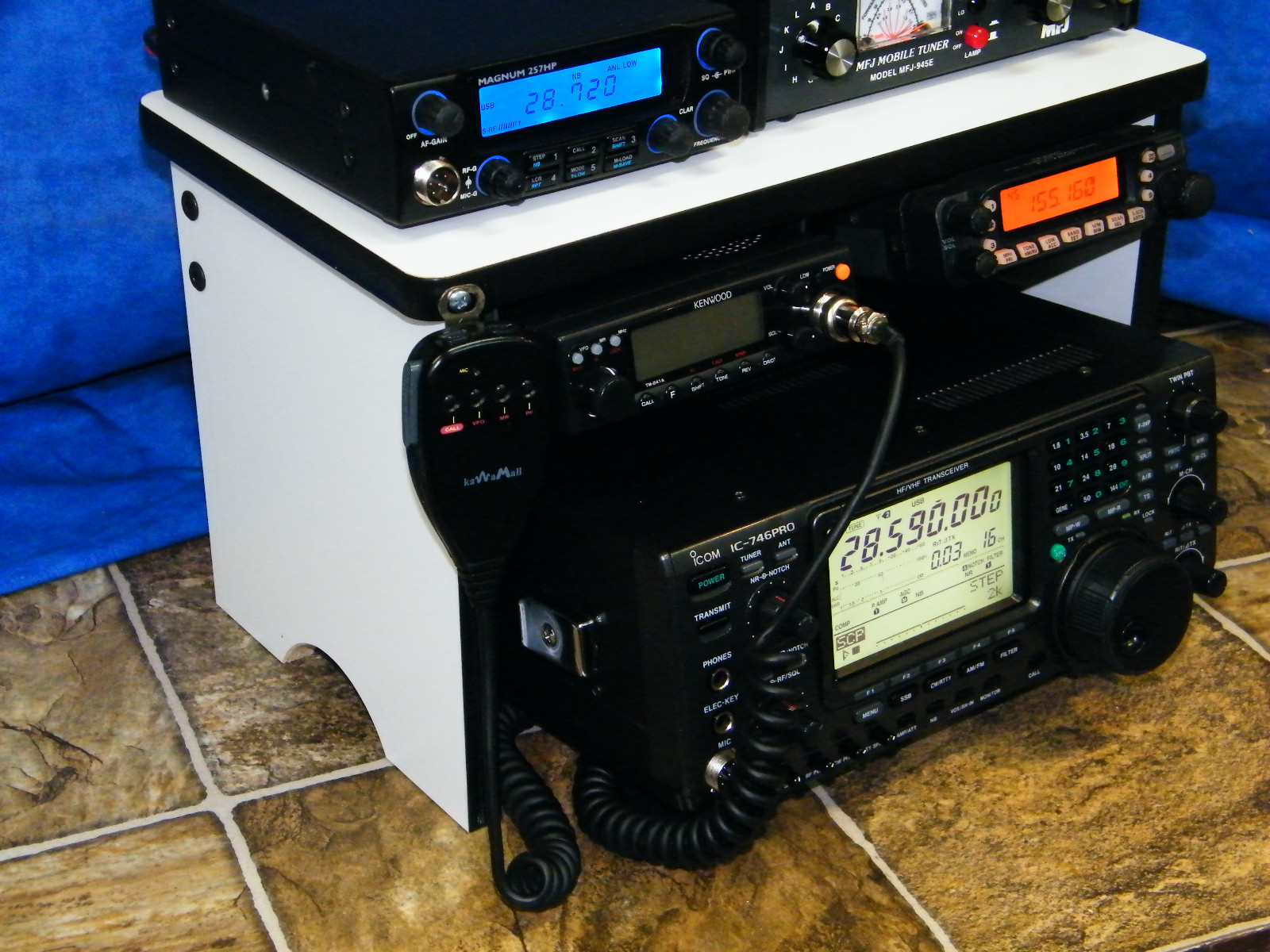 CB Radio Bench Mount Rack Stack or Holder Ham Radio  Amplifier Antenna Mike 2