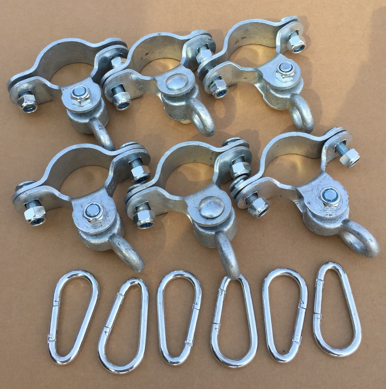 Swingset swing hangers, playground pipe hangers,2 3/8,playset steel hangers,6pc