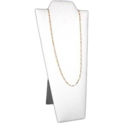 White Faux Leather Necklace Pendant Jewelry Display Bust 4 1/4" x 8 7/8"