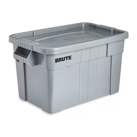 Rubbermaid Commercial Fg9s3100gray Stack & Nest Storage Tote W/ Lid, 20 Gal,