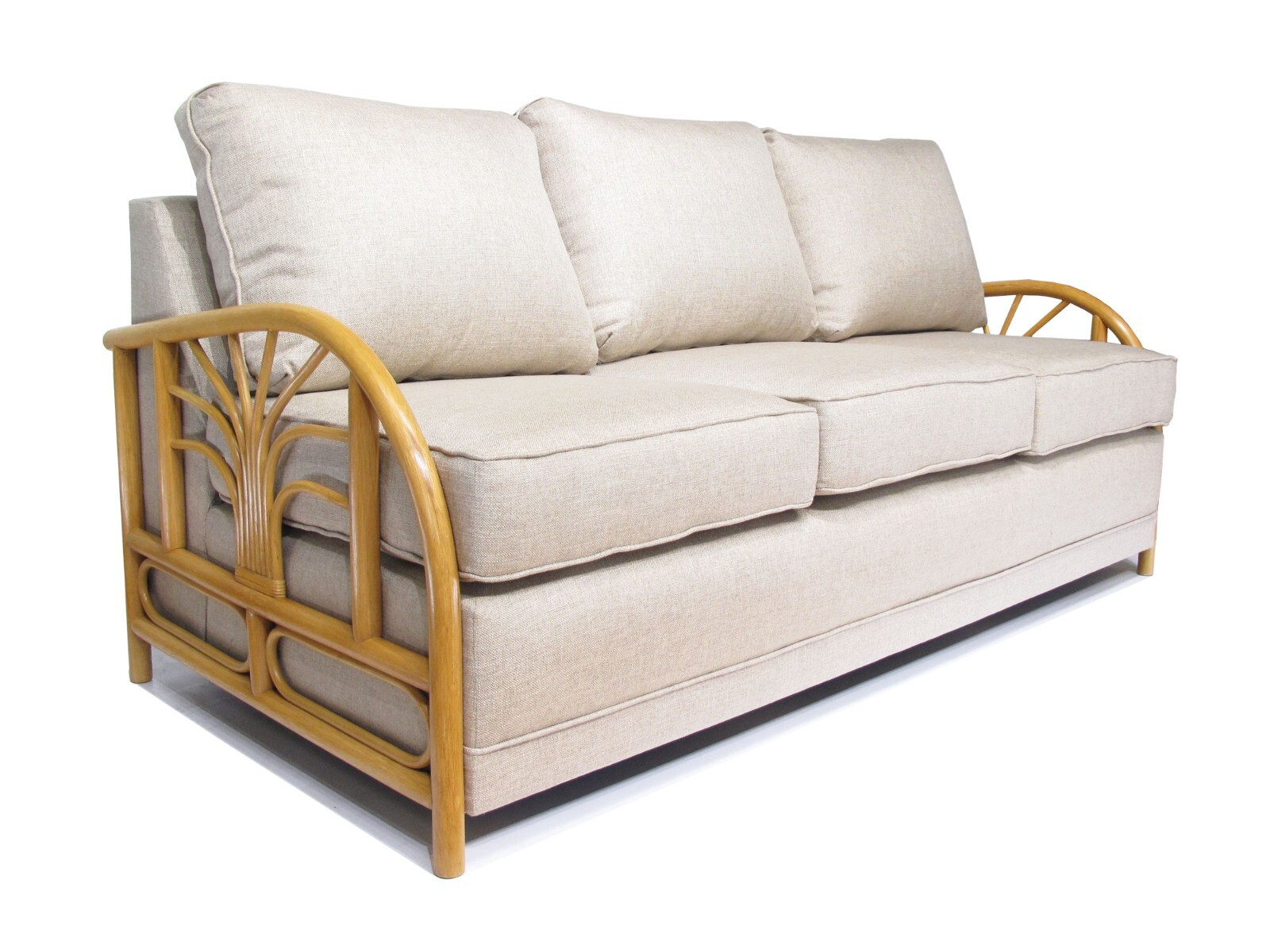 Made in USA Rattan Hardwood Sofa Couch (#9022H-TW)