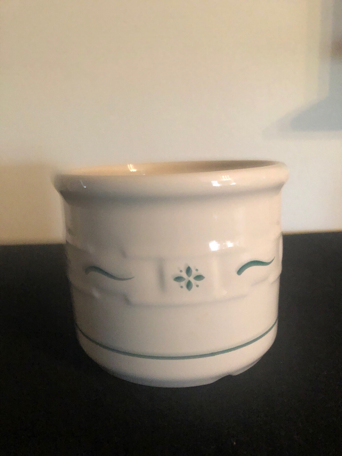 Longaberger Heritage Green 1 Pint Salt Crock- Made In USA !