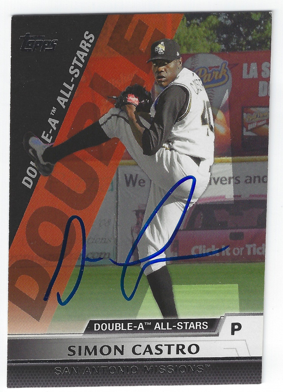 SIMON CASTRO SAN ANTONIO MISSIONS SIGNED CARD WHITE SOX A'S COLORADO ROCKIES