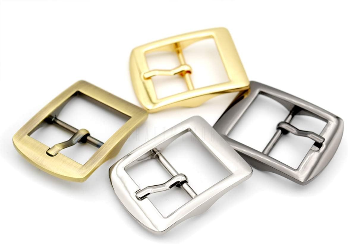 CRAFTMEMORE 4pcs 1 Inch Single Prong Belt Buckle Square Center 1 Inch, Silver