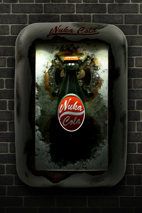 Fallout Nuka Cola Bottle Weathered Vending Machine LED Shadow Box NEW Bethesda