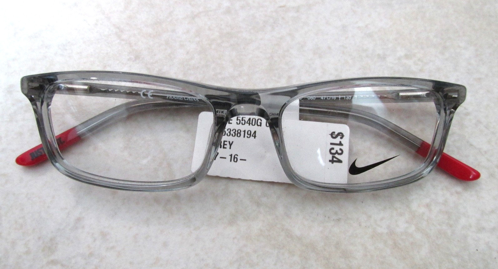 New Nike 5540 060 Kids Unisex RX-able Eyeglass Frames 47-16-130 Grey/Red $134.00