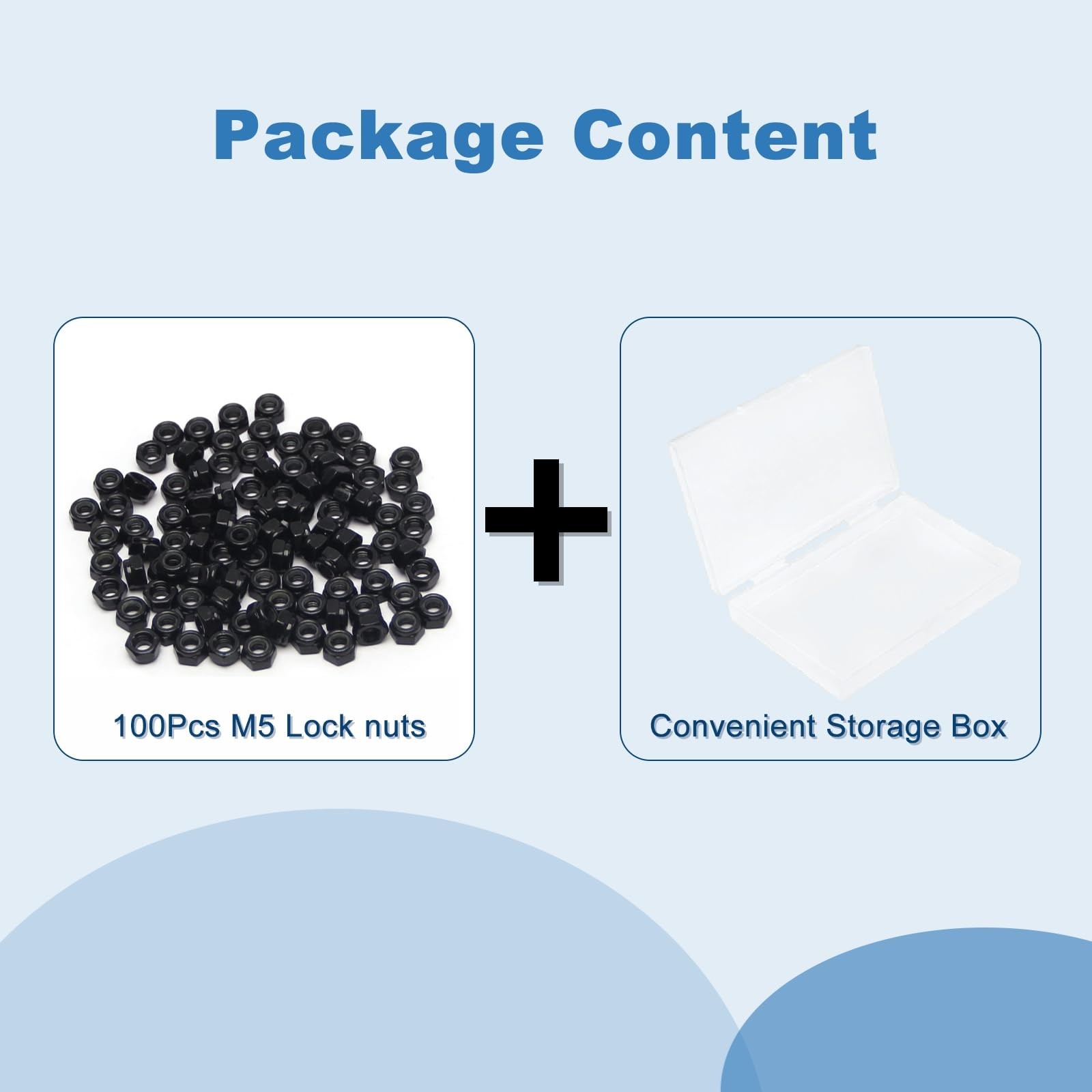 100Pcs M5 x 0.8mm Carbon Steel Hex Lock Nuts, Nylon Insert Self-Locking Nut |...