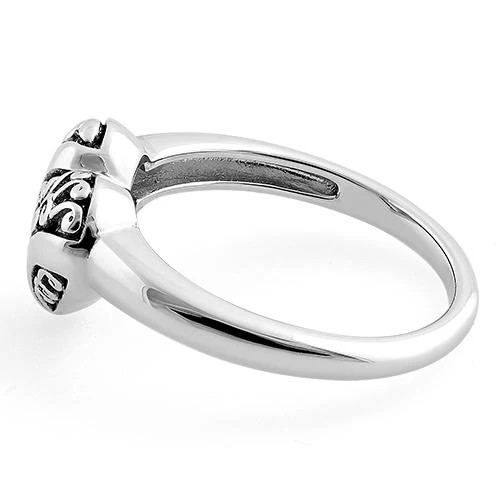 925 Sterling Silver Heart Swirl Ring