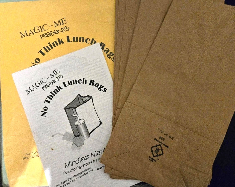 No Think Lunch Bags by Lee  Earle and Ken Driscoll Magic Mentalism Tricks