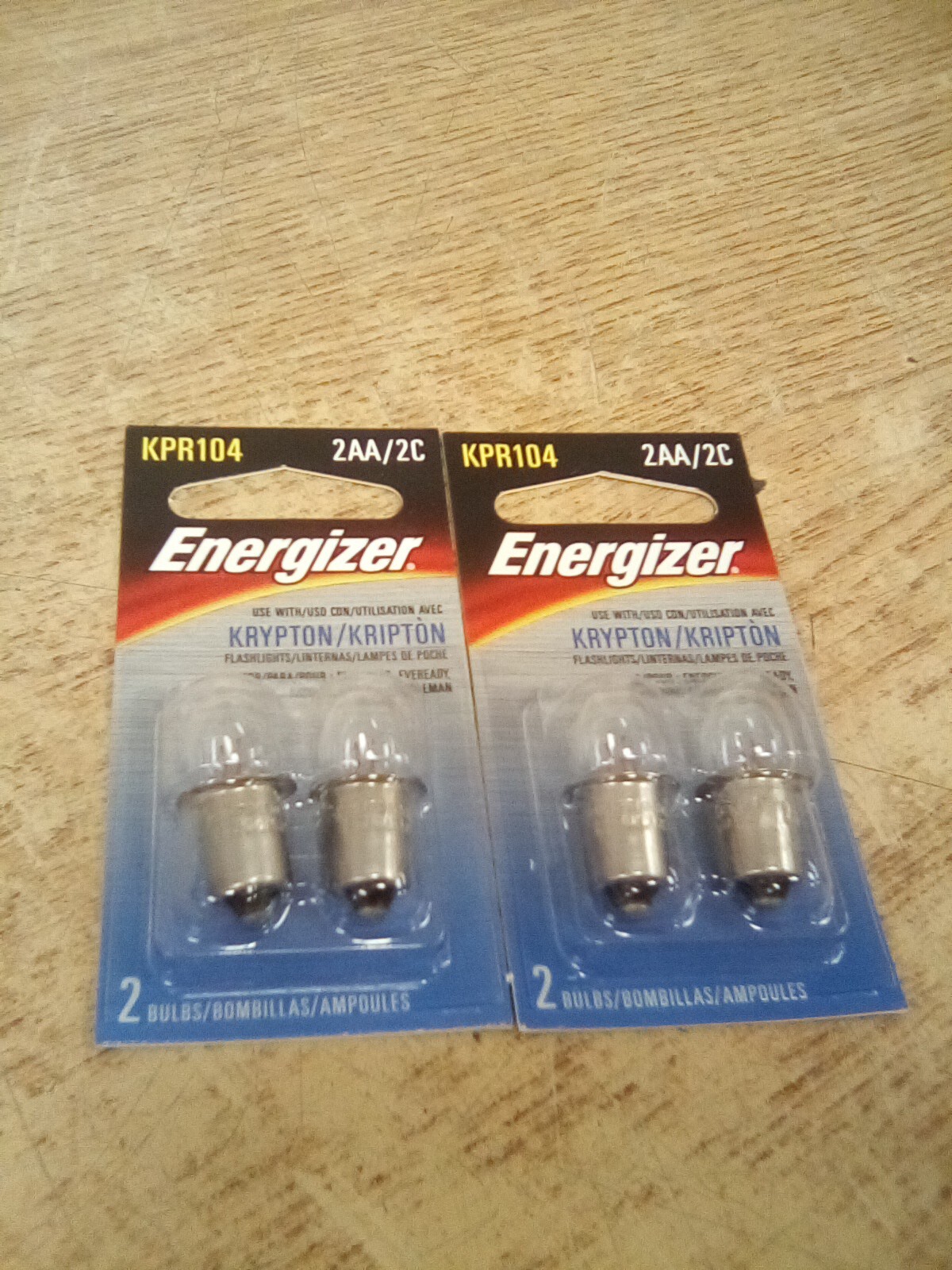 Lot Of 2 (4) Bulbs Energizer KPR104 Krypton 2AA/2C Flashlight Bulbs