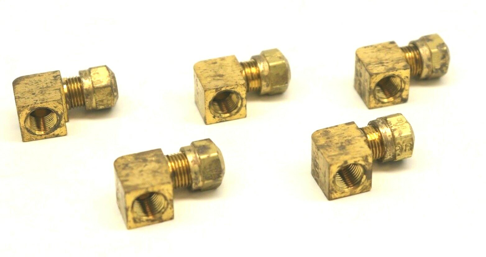 (5) PARKER 270NTA-4-2 DOT BRASS STREET 90˚ ELBOW 1/4" FEMALE  X 1/8" TUBE