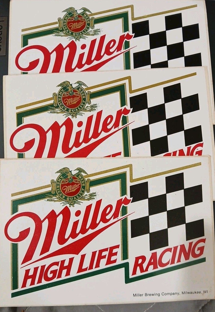 Sports Pub: Miller High Life Racing NASCAR Window Sticker-1990's Vintage Lot Of