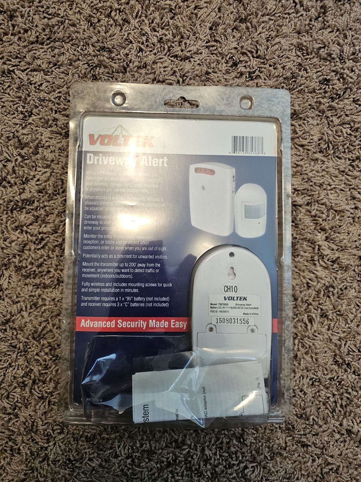 Wireless Driveway Alert Kit. Motion Activated Sensor. 200ft Range. Voltek