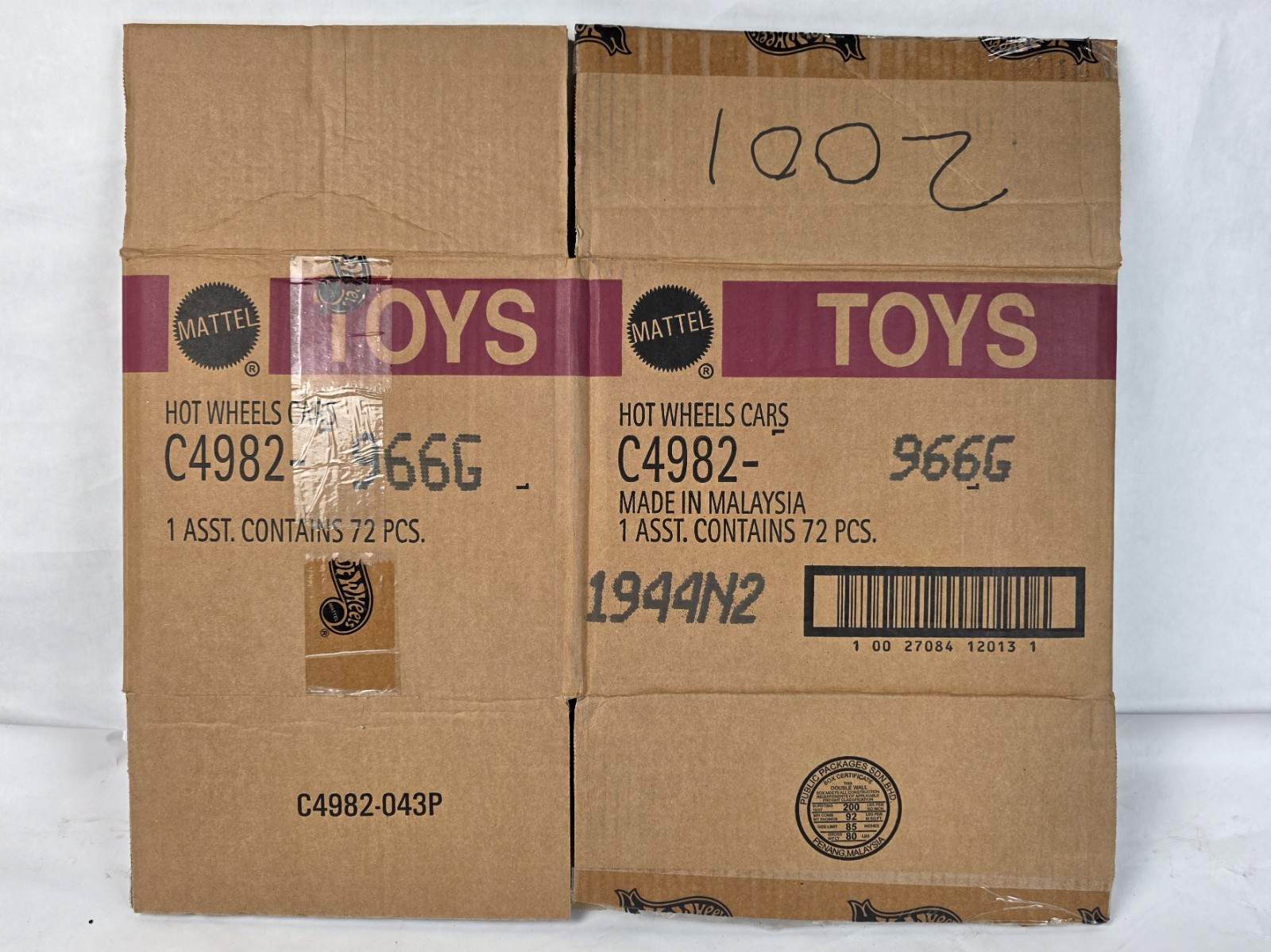 Mattel Hot Wheels Empty Factory Shipping Case Box Holds 72 Diecast Cars C4982