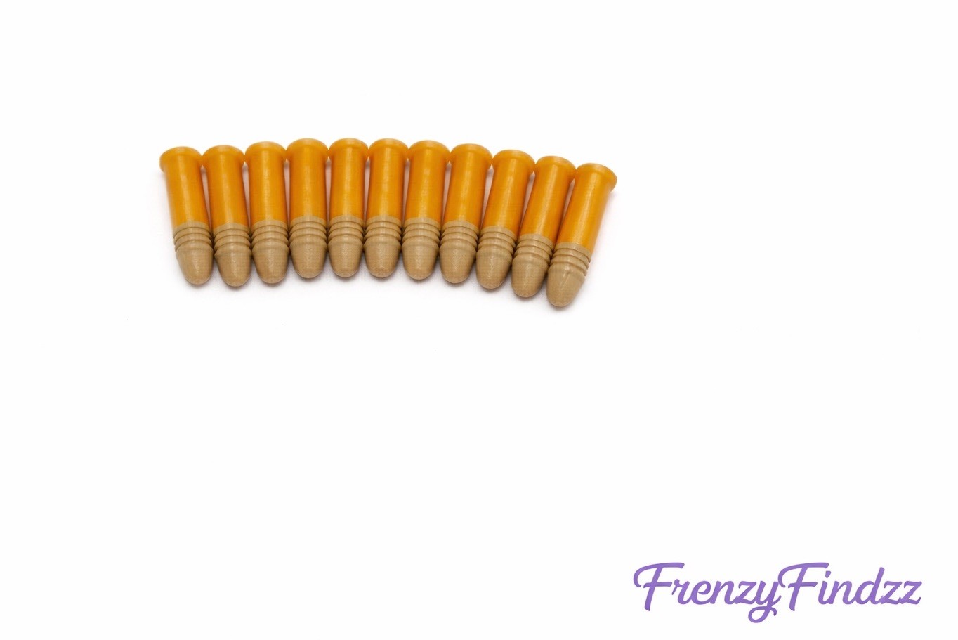 10x .22 Cal Bullet Display Props – 3D Printed Brass Style Replica Set