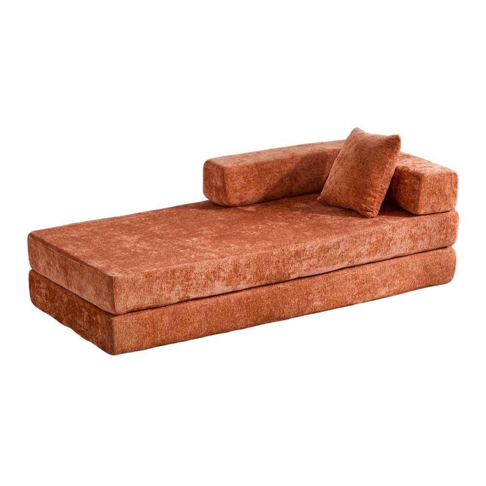 Chenille Fabric Futon Sofa Bed 3-Seater with Memory Foam Convertible