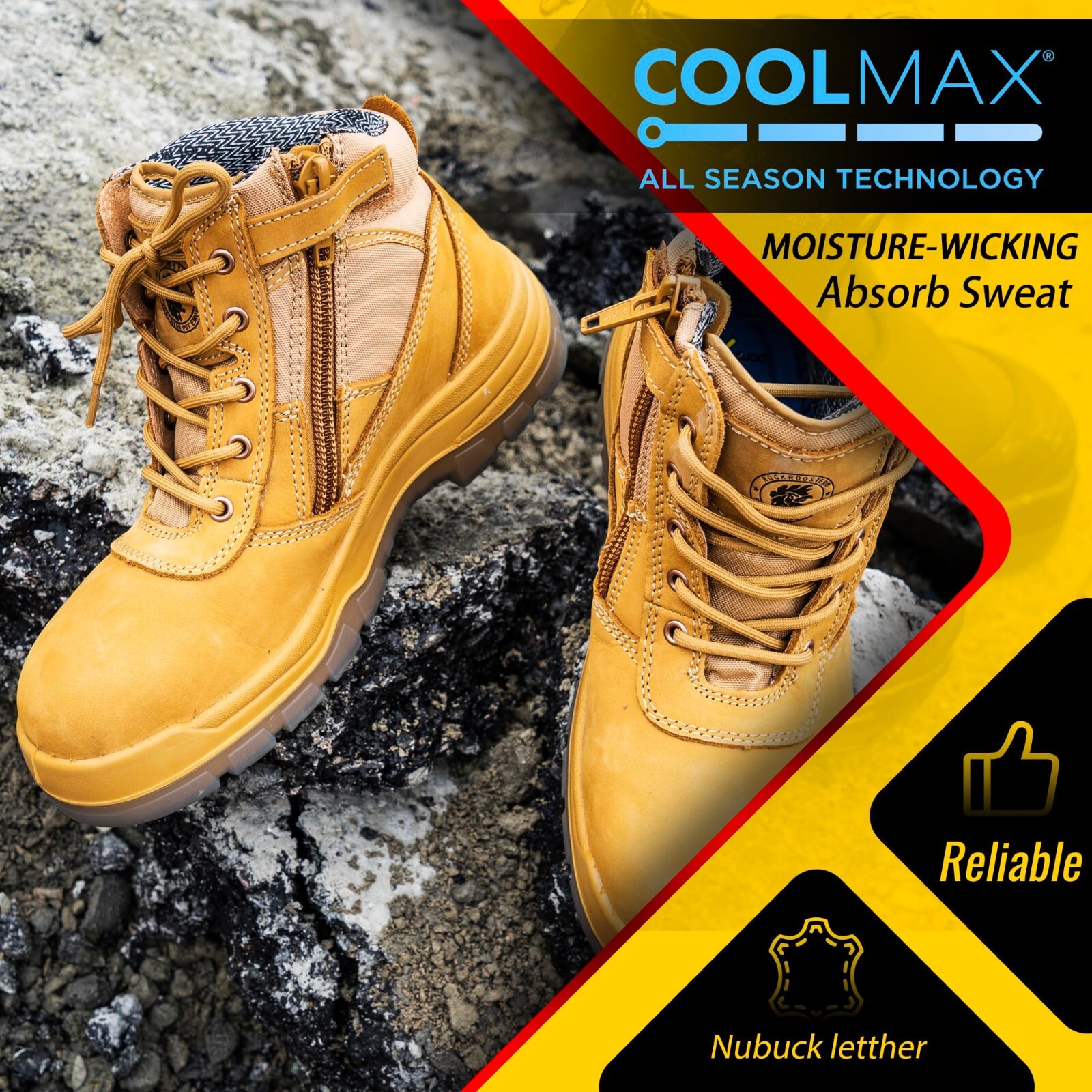 ROCKROOSTER 6" Steel Toe, YKK Zipper Slip Resistant Safety Oiled Leather Shoes
