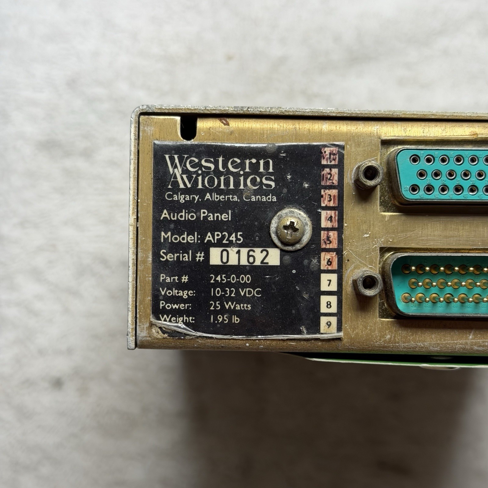 Western Avionics AP245 Audio Panel 245-0-00 Serviceable W/ Mods 1-6