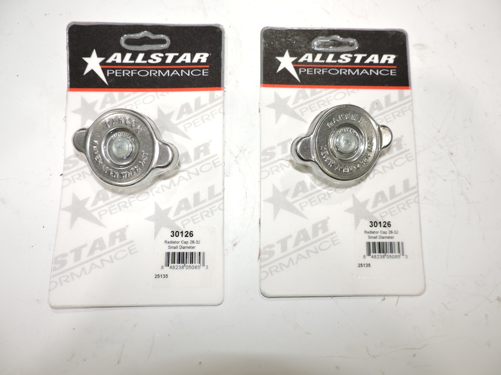 (2) NEW 2 1/8" neck radiator caps  28-32 lbs pressure ALL 30126 NASCAR ARCA