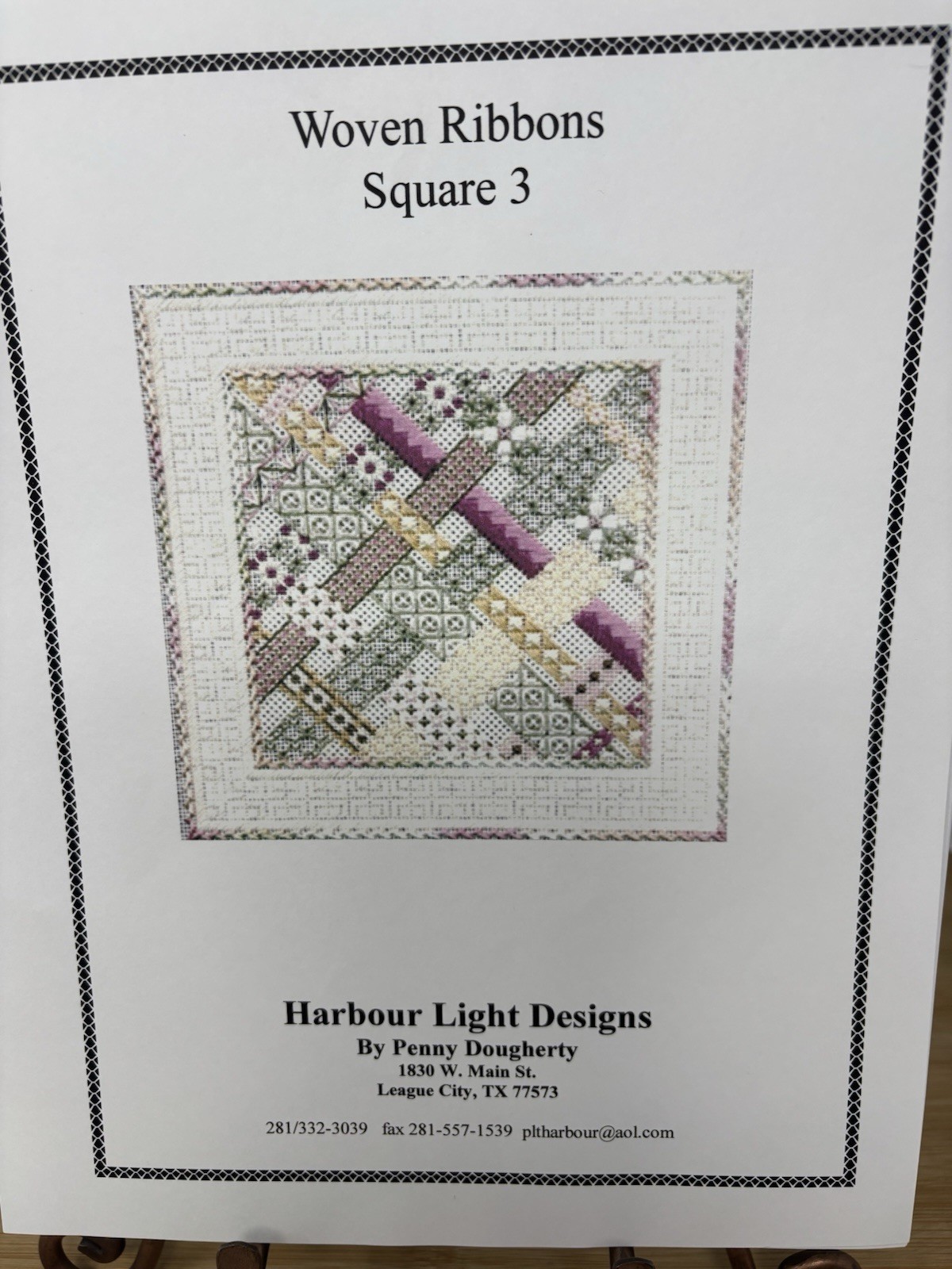 Harbour Light Designs Woven Ribbons Square 3 Cross Stitch Needlepoint Pattern