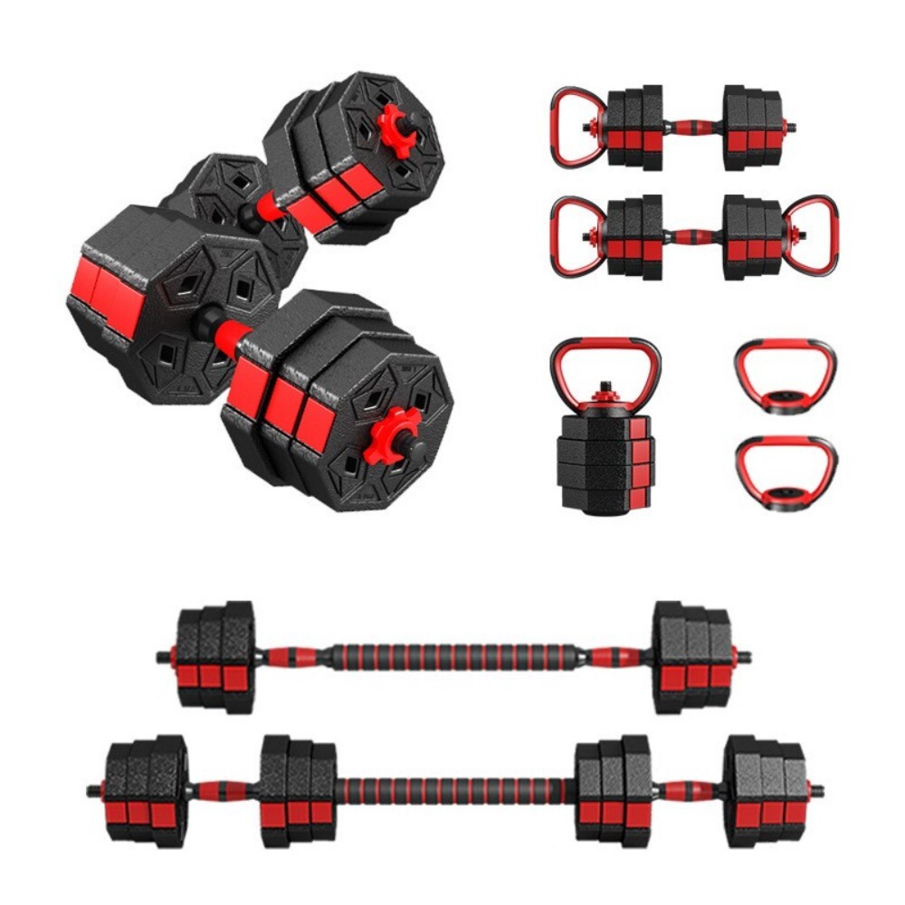 Adjustable dumbbell set 66lbs Free Weights kettlebell Body Home Fitness Workout