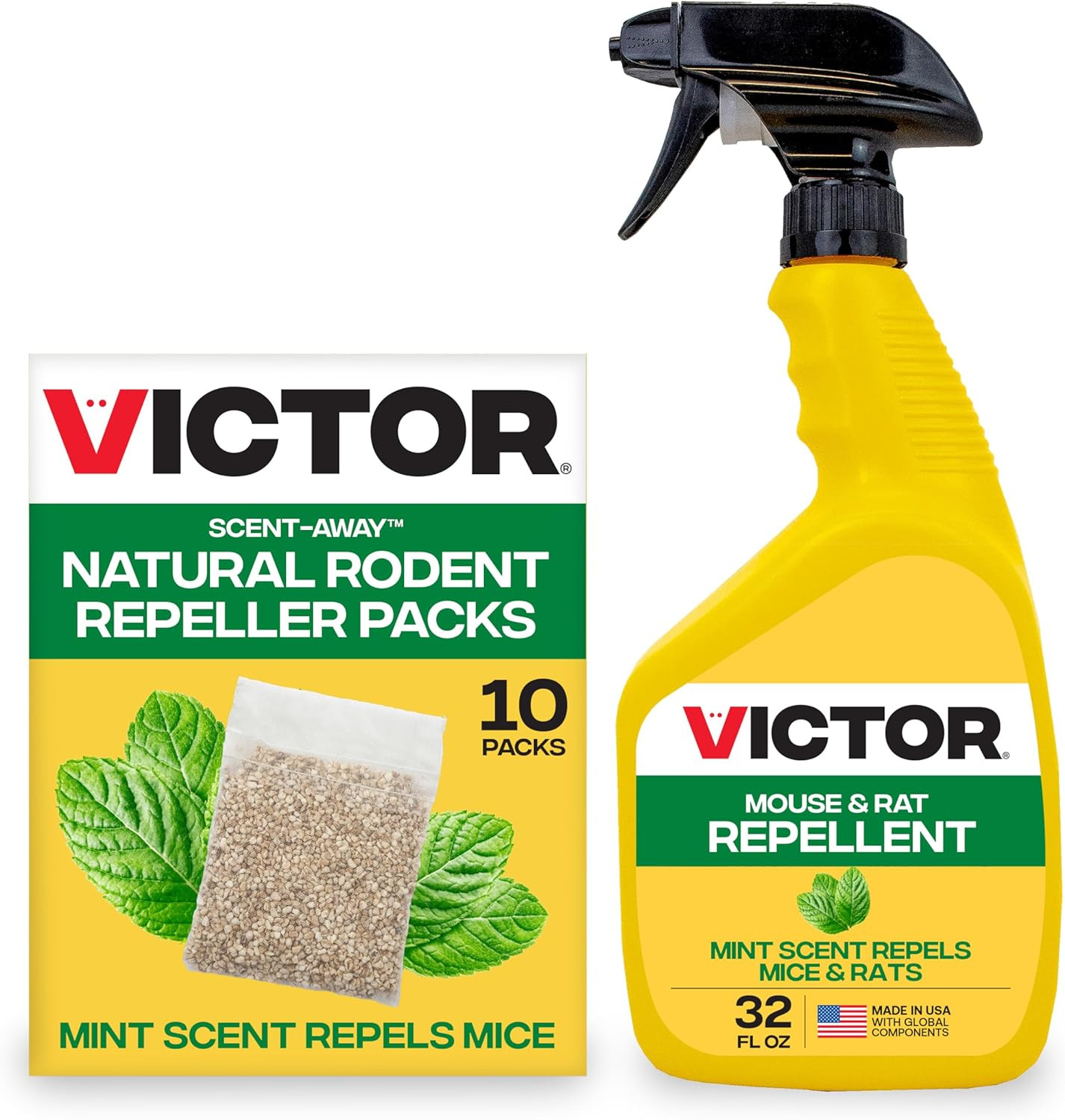 M809 Rodent Repellent Natural Peppermint Non-Toxic Spray 32 Fl Oz +  10PK Rodent