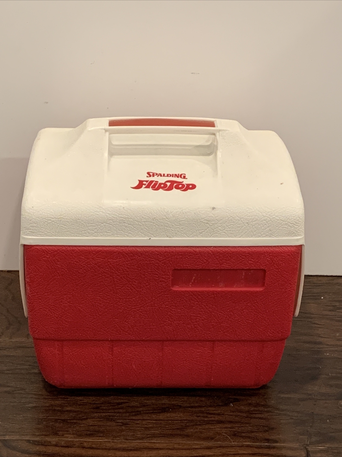 Vintage Spalding Flip Top Red Cooler White Top Camping Sporting Fishing
