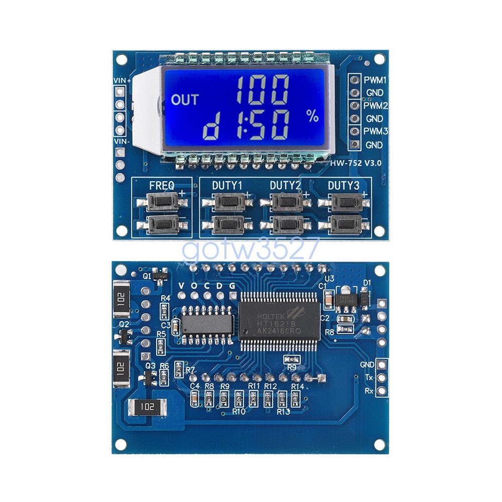 PWM Pulse Wave Frequency Duty Cycle Adjustable Module 3-Channel Signal Generator