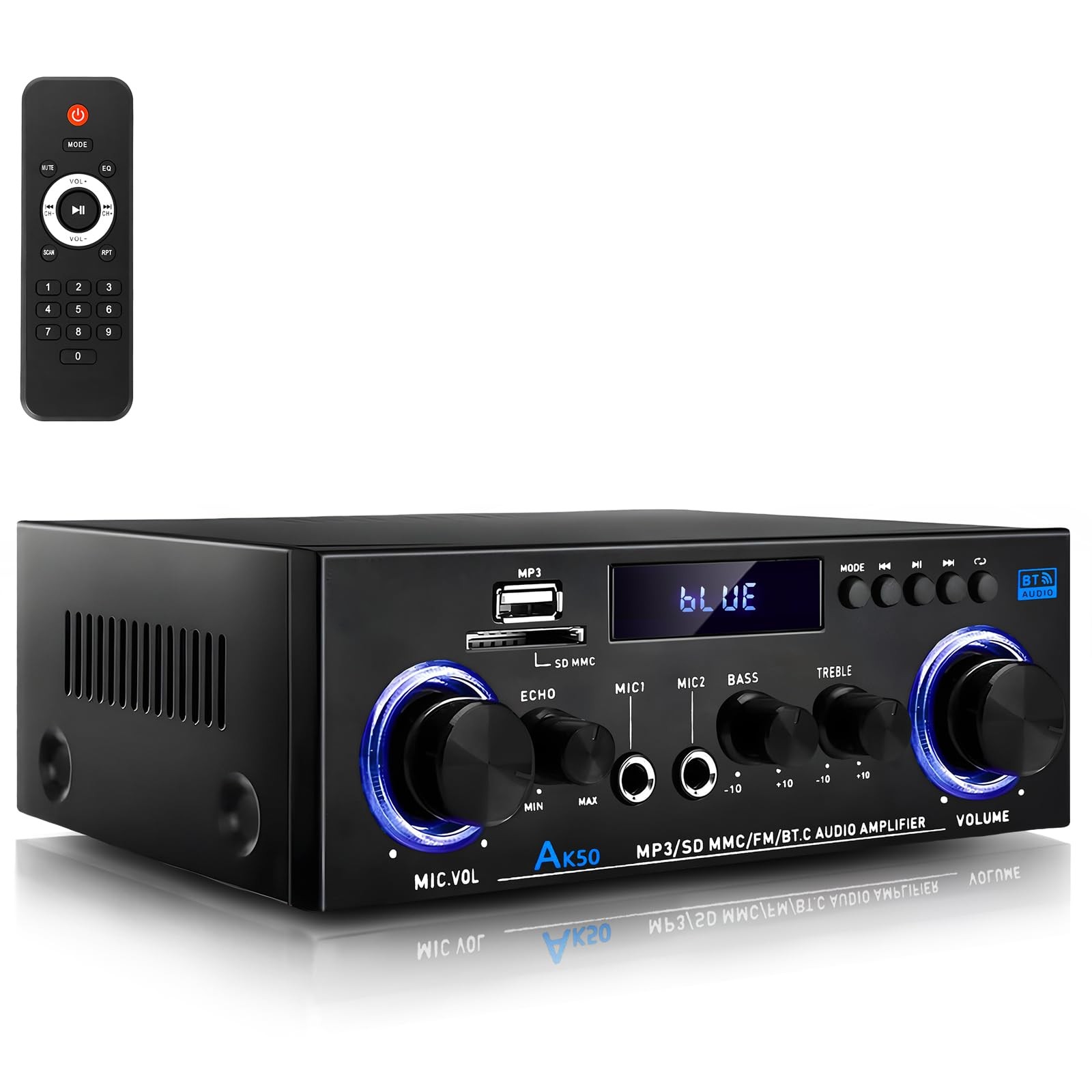WOOPKER AK50 Amplifier Home Audio Stereo Receivers with Bluetooth 5.0,Max 500W,2