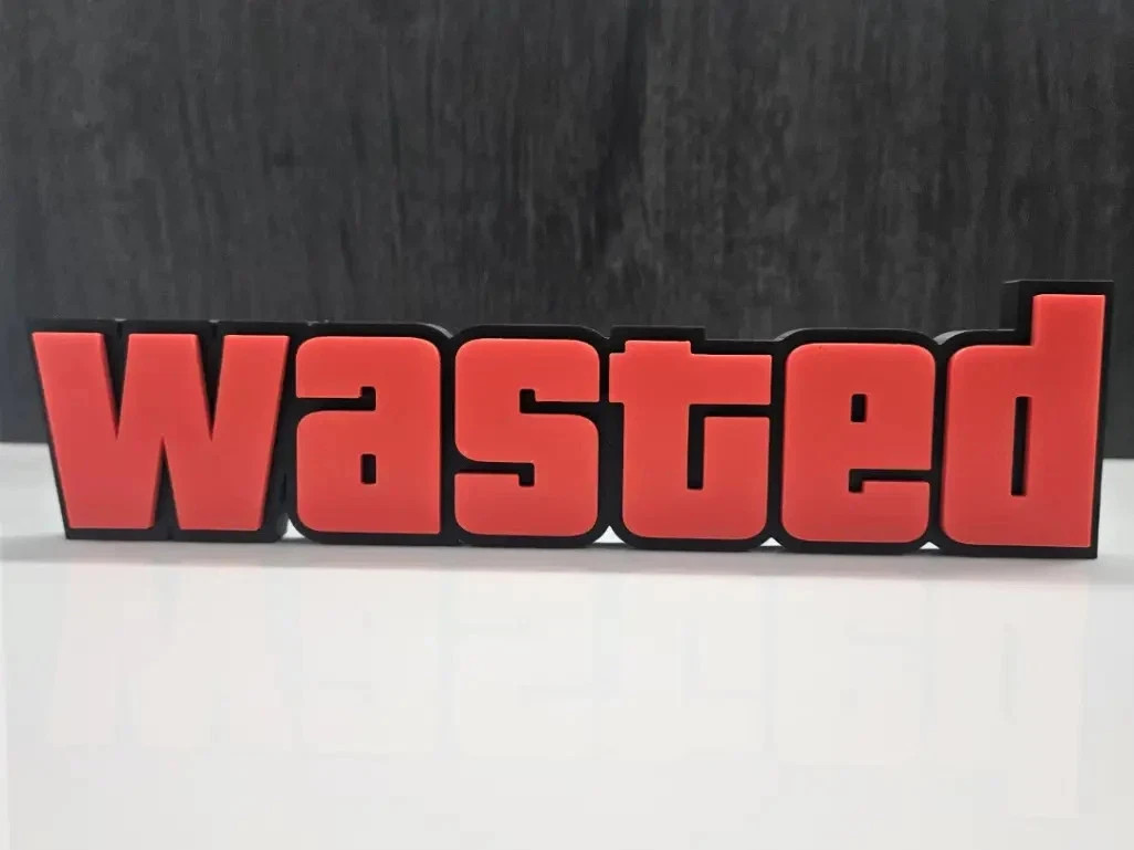 Grand Theft Auto GTA Wasted Sign Desk Decor Gamer Room Gift Man Cave Collectible