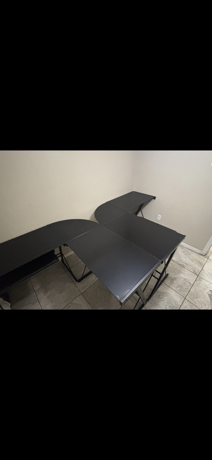 FOR SALE! 2 Walker Edison: L-Shaped Modern Glass Corner CPU Desk -Black Clear