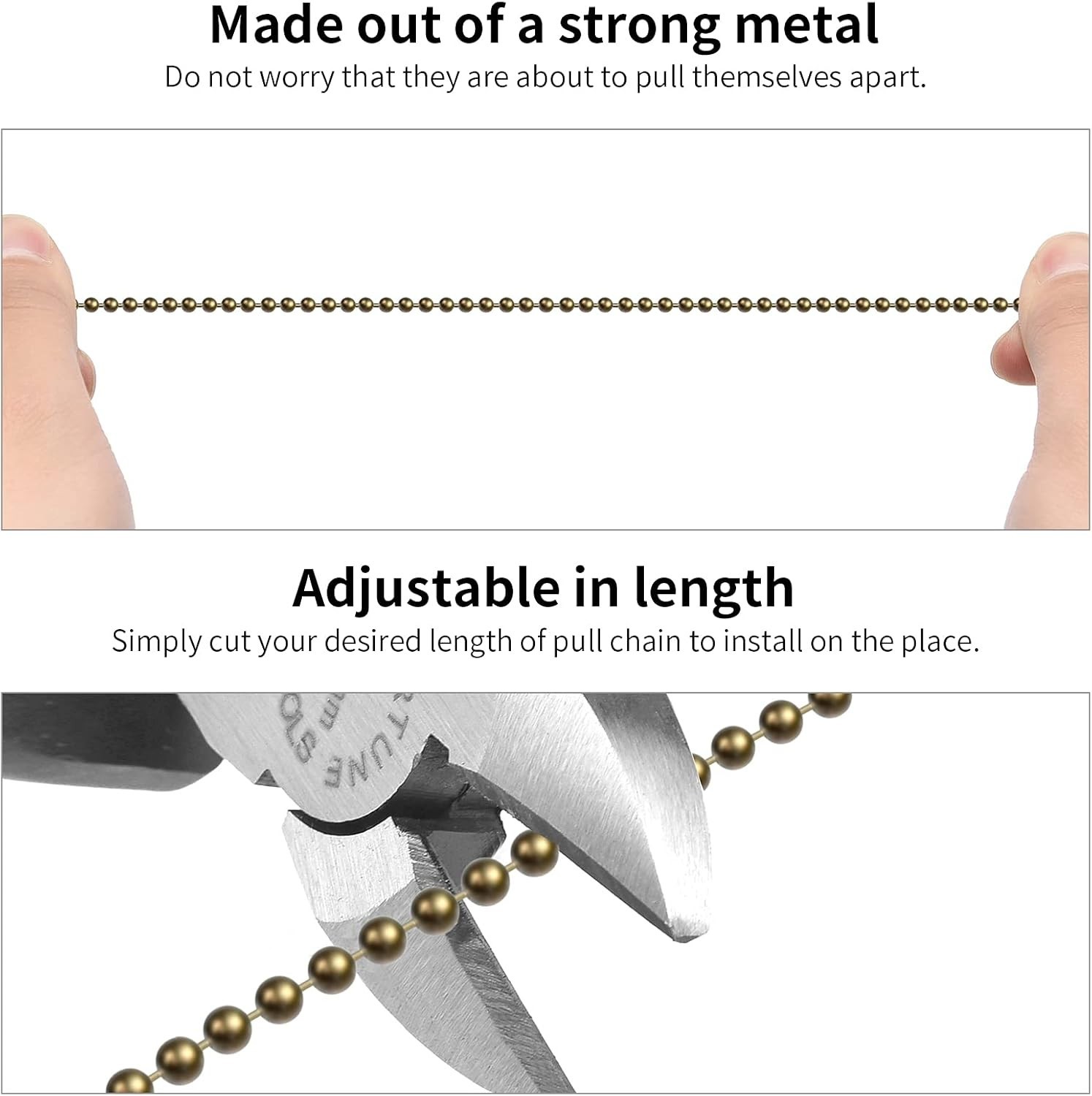 Durable 59-Inch Bronze Pull Chain Extension for Ceiling Fixtures + 6 Connectors