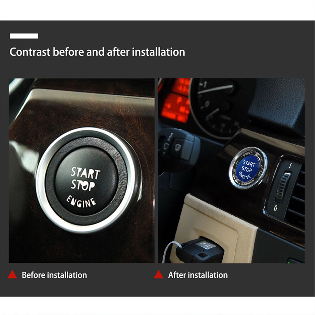 Engine Start Stop Button Replacement With Ring For BMW E90 E92 E93 2009-12 Blue