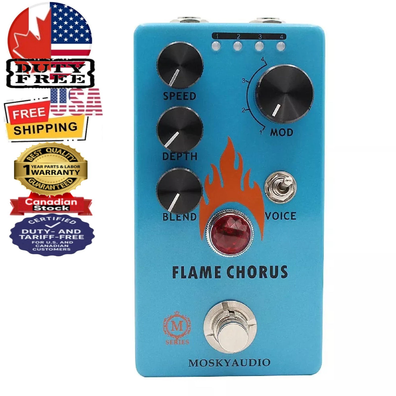 Mosky Audio FLAME Chorus "M" Series 4 Mod Modes Guitar FX Pedal Fast US Ship