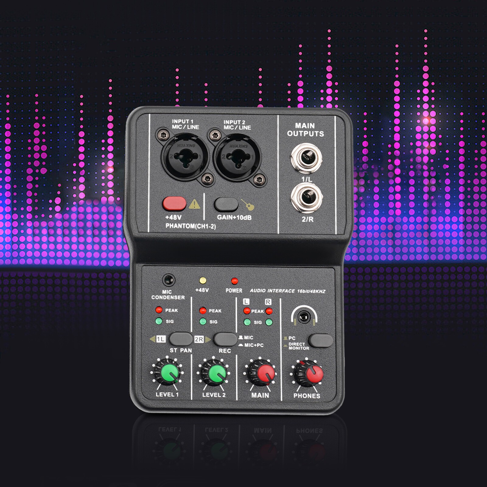 4-Channel DJ Mini Audio DJ Mixer Console Professional Controller Sound Mixer 48V