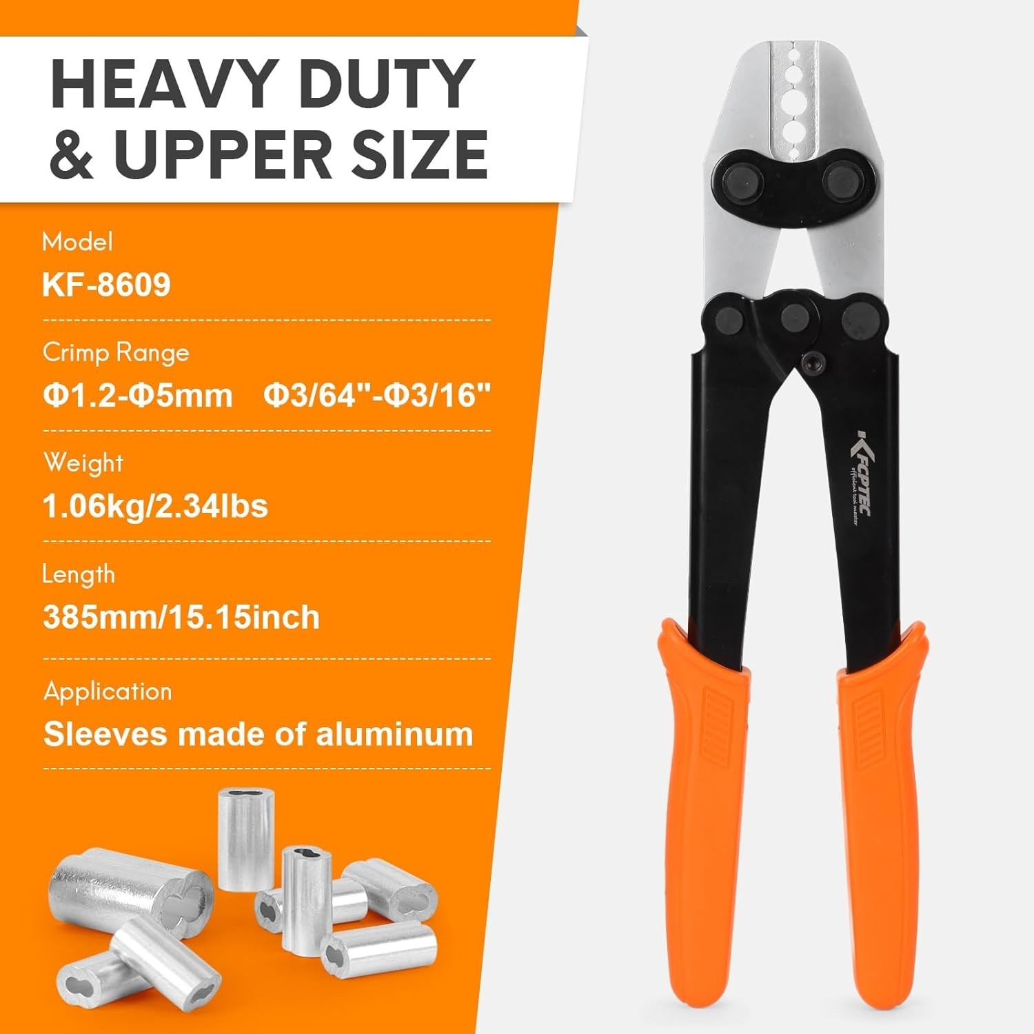 Wire Rope Crimping Tool for 3/64”–1/16”sleeves, 5-cavity, Heavy-duty for fencing