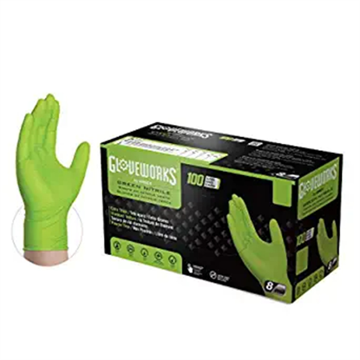 Ammex Gloveworks GWGN49100 XXL Nitrile Gloves 8 to 9 Mil Diamond Grip